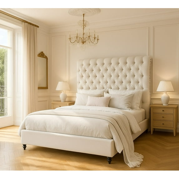 Merluxy Bed Frame with 59.1" Sleigh Headboard,Velvet Upholstered,No Box Spring Needed