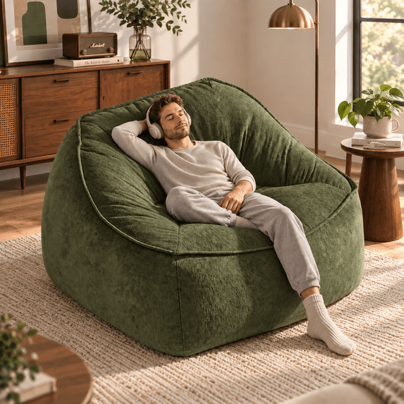 Merluxy 3.8 ft Bean Bag Chair for Adults, Oversized Couch, for Classroom and Dorm