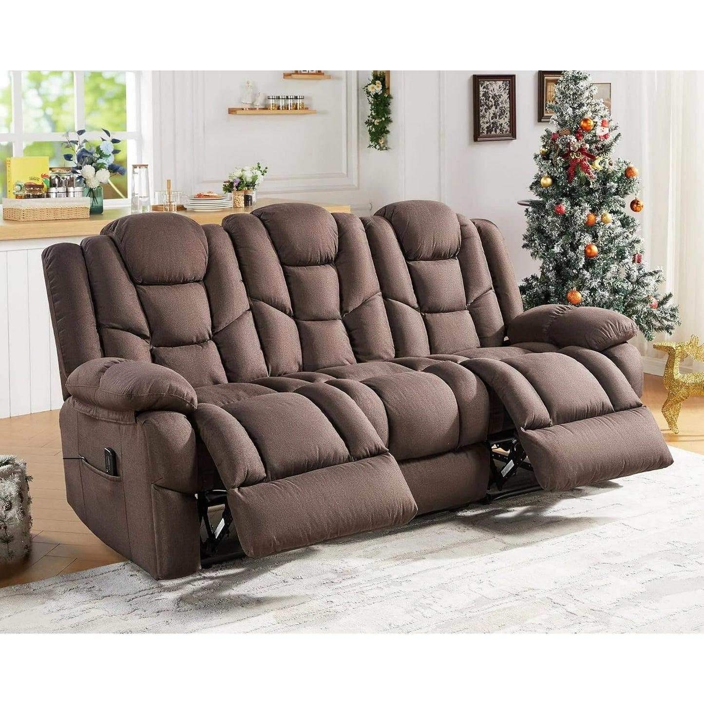 Merluxy Oversized Recliner, Manual Recliner with Side Pocket, Recliner Sofa Recliner Couches for Living Room