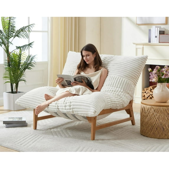 PLAUIN 46" Sofa Chair, Modern Accent Chair, Sofa Style Bean Bag with Plush Cushion, Lazy Lounge for Living Room