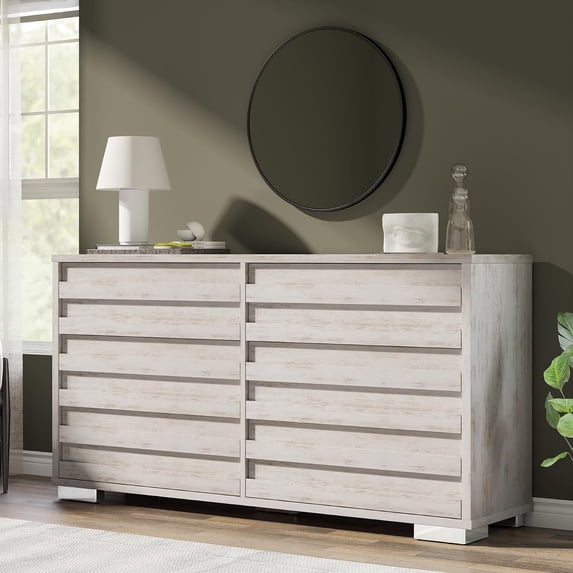 Papajet 6 Drawers Dresser for Bedroom, 54" Wide Chest with Slat Handle