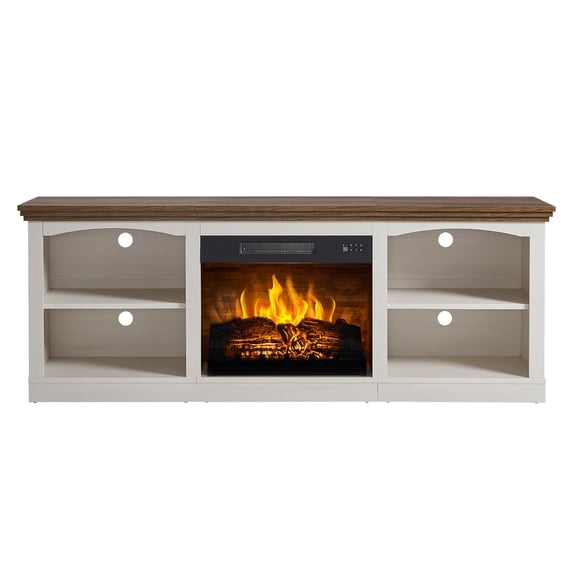 Papajet 70" Fireplace TV Stand for TVs up to 80", Farmhouse Entertainment Center with 23" Electric Fireplace
