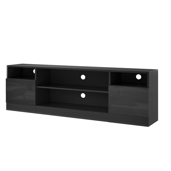 Papajet 70" Led TV Stand for TVs up to 80", Modern Entertainment Center with Storage Cabinets & Open Shelves, for Living Room
