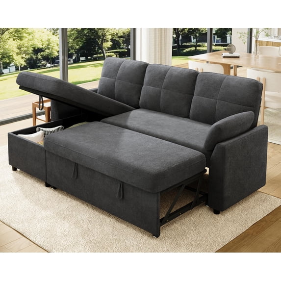 Papajet Sofa Bed, Sleeper Sofa with Storage Chaise, Convertible Couch Bed with Pull Out Couch, L Shaped for Living Room