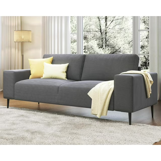 VANACC 89 inch Sofa, Modern Couch with Extra Deep Seats, 3 Seater Sofa Couch, Grey Corduroy