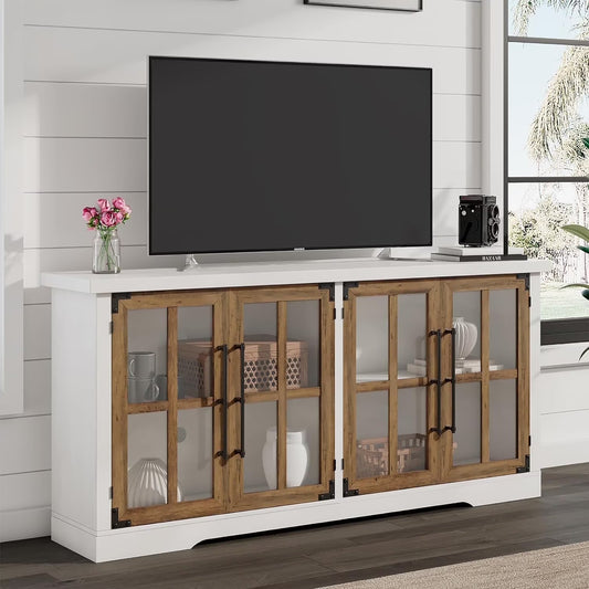 VANACC 63" Buffet Sideboard Cabinet with Storage, Large Modern Farmhouse Cabinet with 4 Doors
