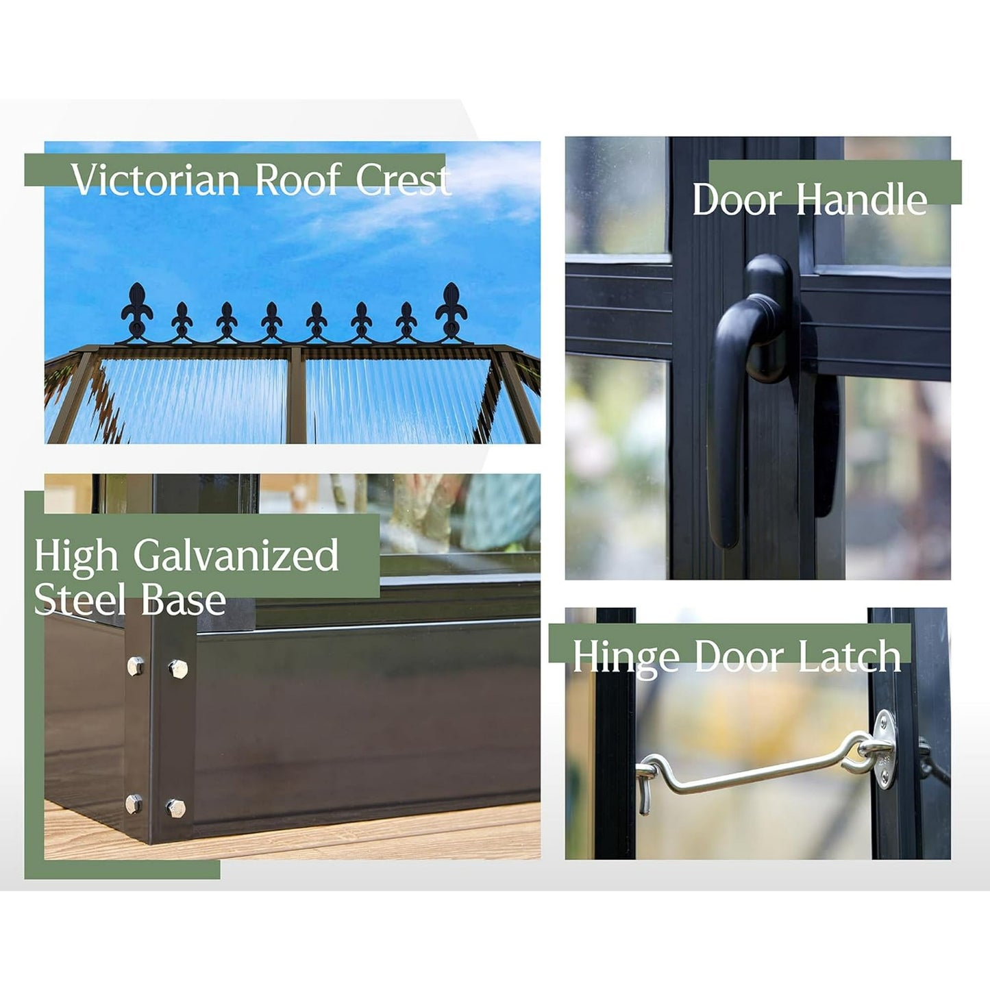 Jocisland 14x9.5x9 ft Hybrid Polycarbonate Greenhouse- Outdoor with Quick Connect Fittings