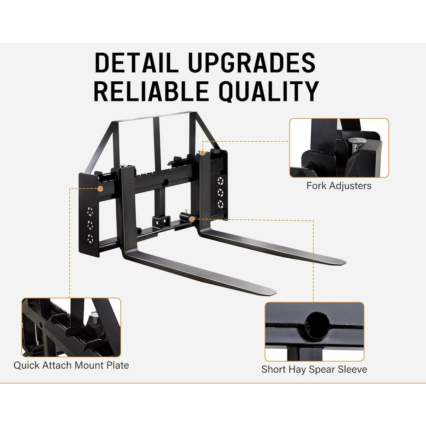 Jocisland 45" Pallet Fork for Tractor, Skid Steer Attachment with 45" Fork Blades for Factory or Warehouse Transportation, Load Capacity 2500 LBS, Black