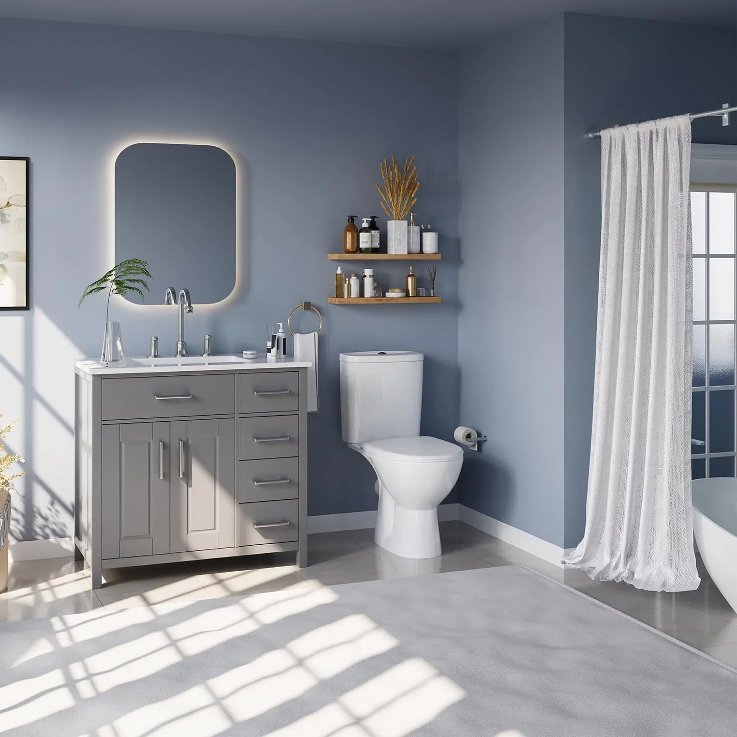 36" Bathroom Vanity with Sink Combo, Modern Small Single Bathroom Cabinet Set, Grey