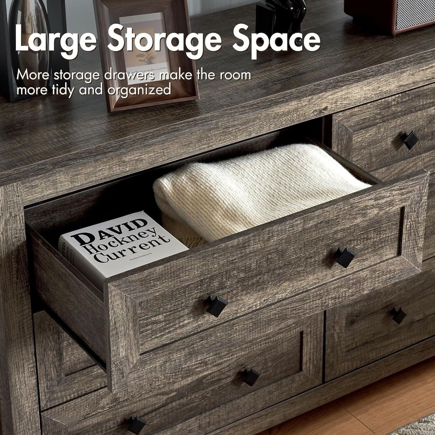 6 Drawers Dresser for Bedroom, Farmhouse Wood Chest of Drawers for Adult Cloth Storage