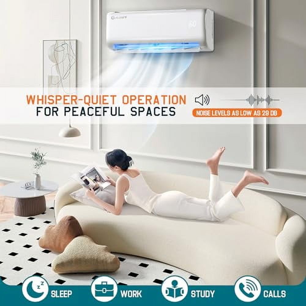 Jocisland Mini Split Air Conditioner and Heater, 9000 BTU Inverter Energy-Efficient AC with Self-Cleaning, Easy Installation, Ideal for Home, Office Use, SEER2 18.5, 220V