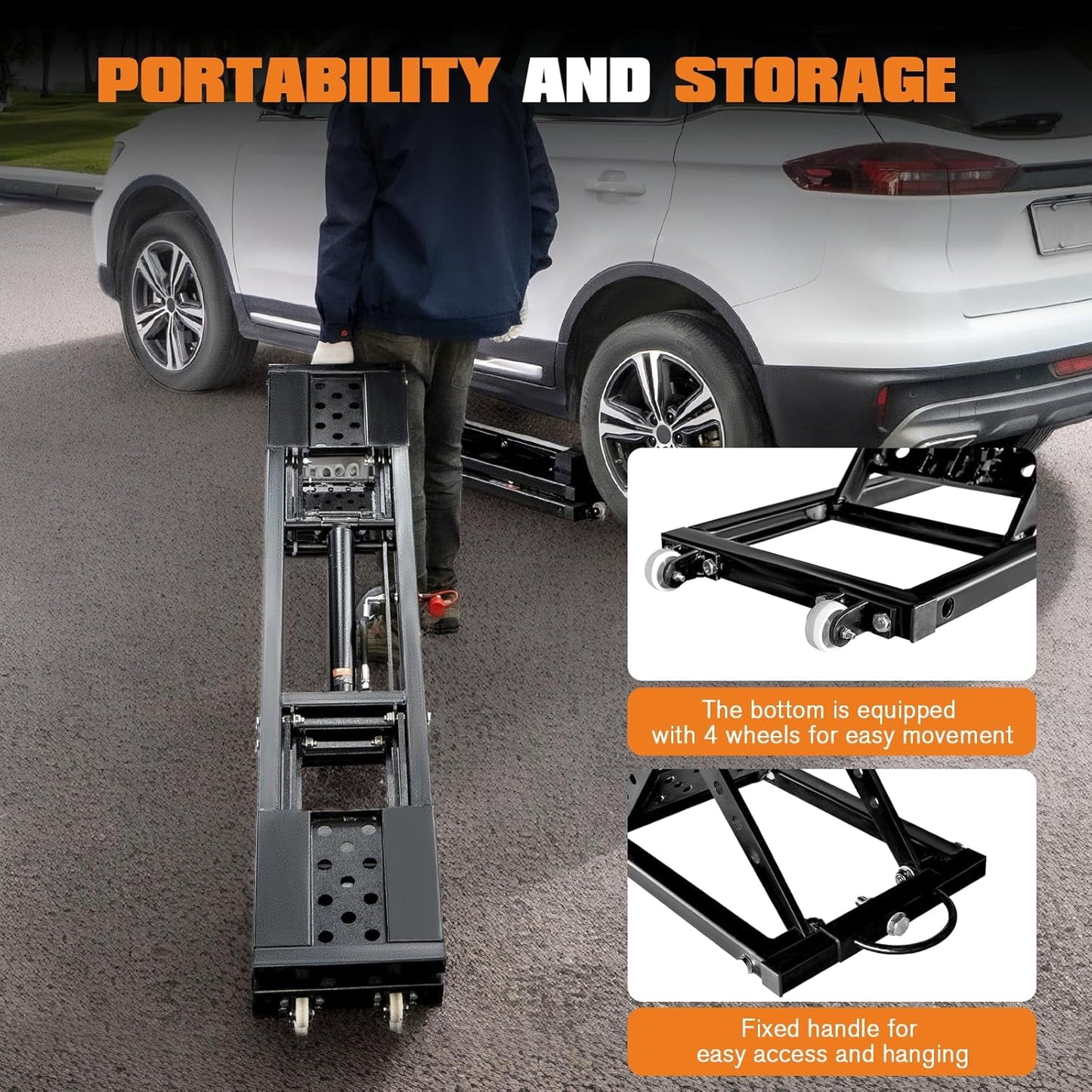 LUXOAK Portable Car Lift, Capable of Lifting 5000 LBS Quick Jack with a Maximum Height of 26", Car Lifts for Workshop and Home Garage, Black