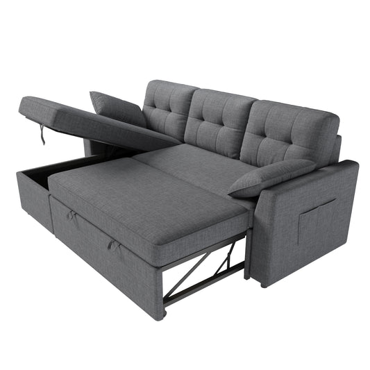 Pull Out Sofa Bed Couch, Tufted Sleeper Sofa with Storage Chaise