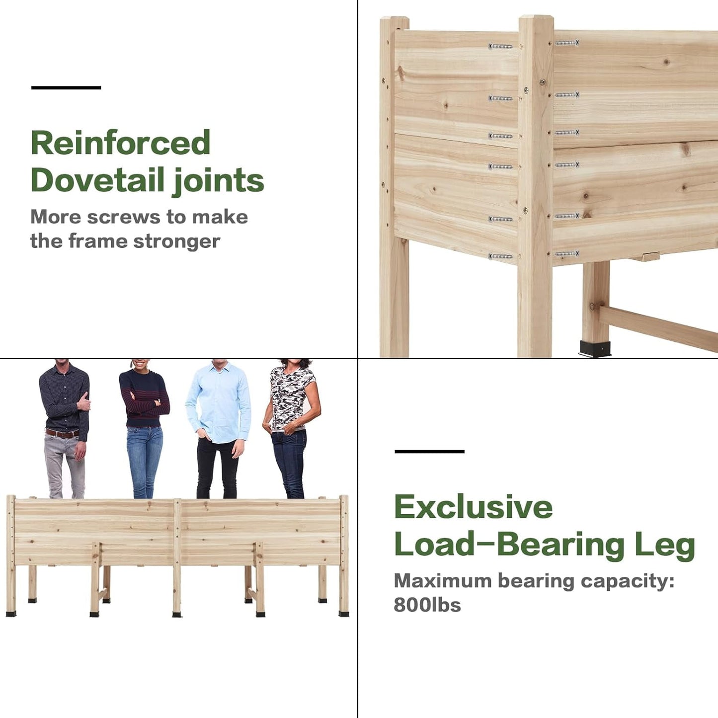 Jocisland 8x2FT Wooden Raised Garden Bed with Legs - 15 Inch Deep Elevated Planter Box for Deep-Rooted Plants, Ideal for Balcony, Patio, and Backyard, Easy Assembly