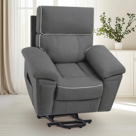 Large Power Lift Recliner Chair for Elderly, Electric Overstuffed Reclining with Padded Armrests & Backrest for Adult,Big Man Single Sofa with Side Pockets for Living Room Bedroom