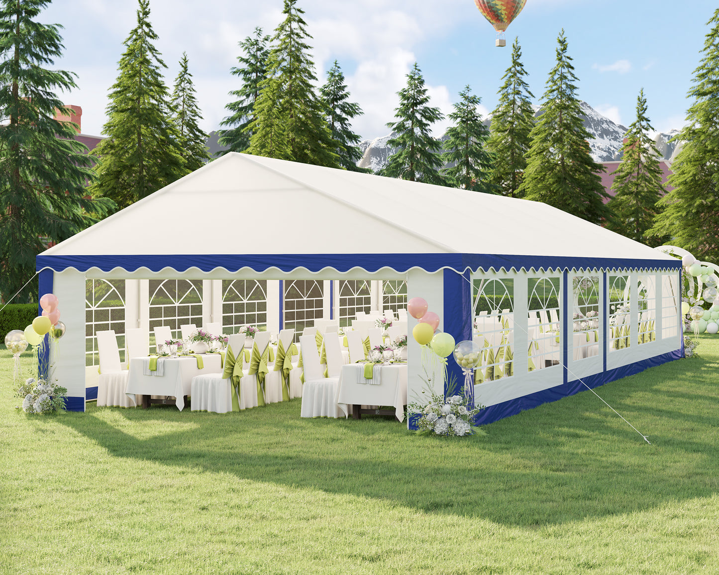 LUXOAK 13x26FT Large Outdoor Event Shelter, Wedding Party Tent with Sidewall Windows & 2 Side doors, Heavy Duty Canopy Gazebo Tent for Garden Patio Carport