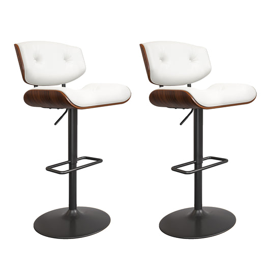 Adjustable Bar Stools Set of 2,Swivel Bar Stools with Back,Modern PU Leather Upholstered and Bentwood Bar Chair,Counter Stools for Bar, Kitchen, Dining Room