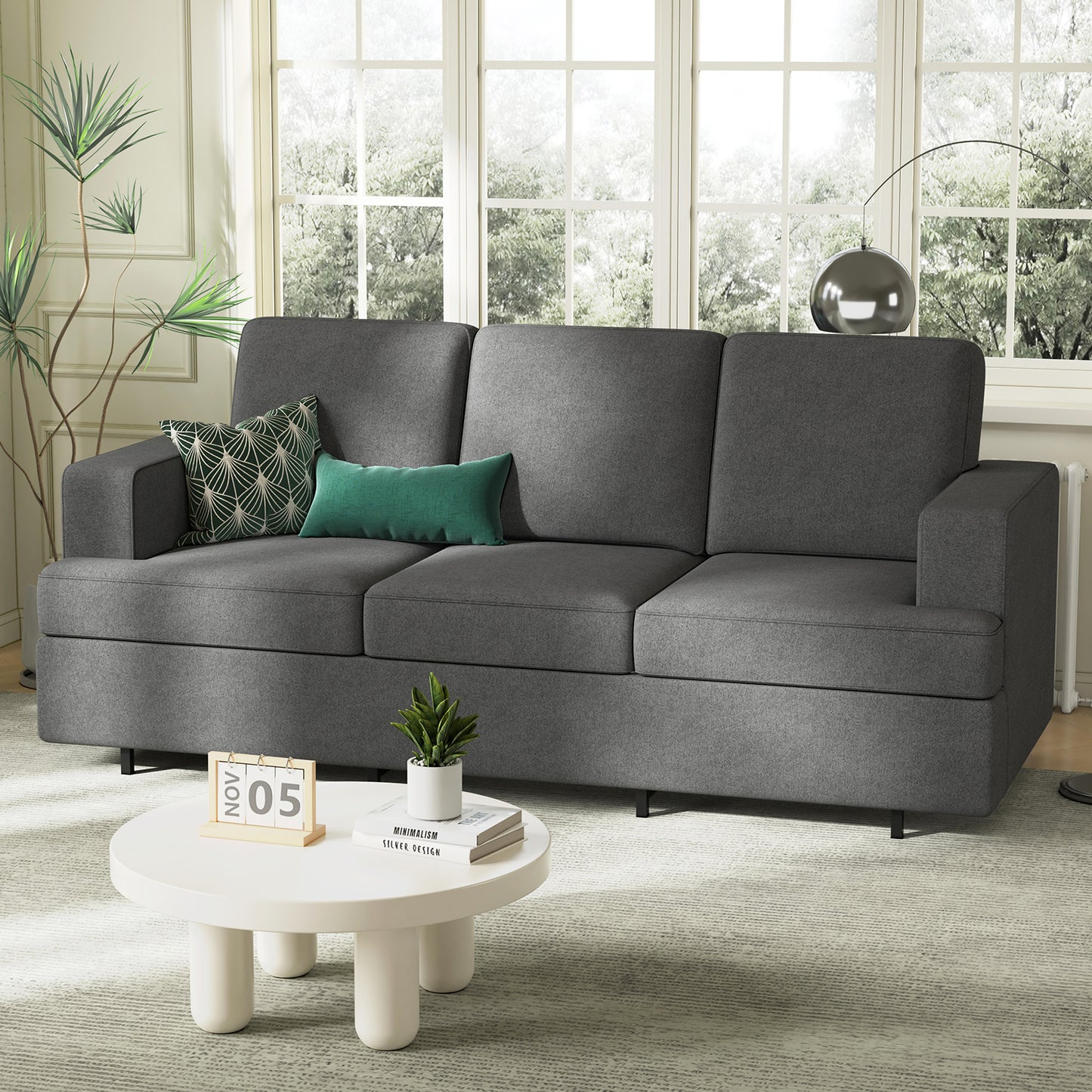 Modern Sofa,3 Seater Adult Couch with Thick Armrest and Cushion for Living Room