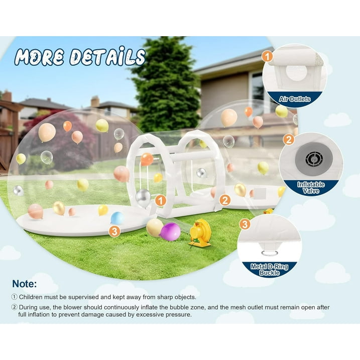 Jocisland 11.5FT & 11.5FT Bubble House with Balloons, PVC Inflatable Balloon House with Two 370W Air Blowers and 650W Air Pump for Party, Commercial Use, Wedding
