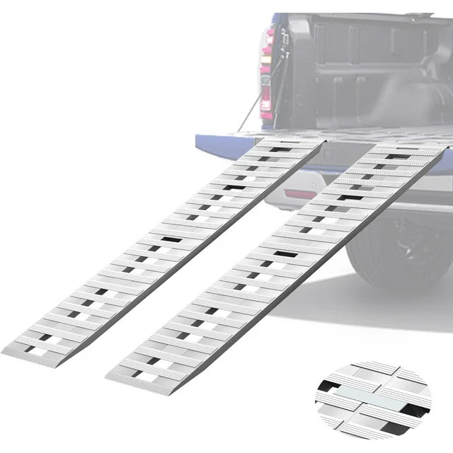Jocisland 59.4" x 12" Aluminum Trailer Ramps, 6000LBS Capacity Loading Ramps with Top Hooks Attaching End, Fit for ATV/UTV, Tractor, Trucks, Motorcycles and Lawn Mowers, 2 pcs