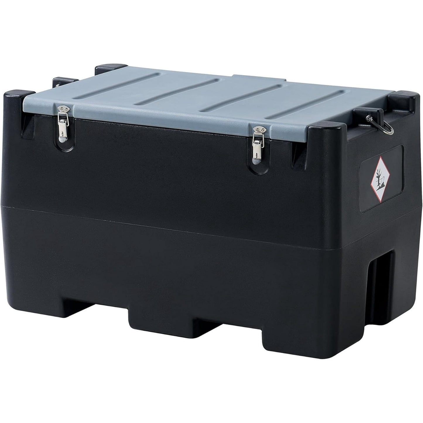 Portable Fuel Tank, 50 Gallon Capacity & 8 GPM Flow Rate, PE fuel transfer tank with 12V Electric Transfer Pump and 13.1ft Rubber Hose, Black