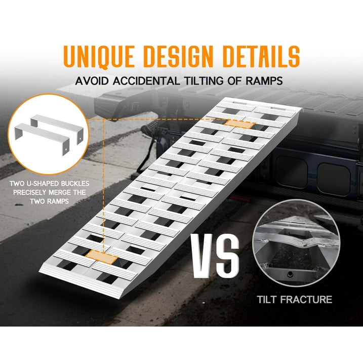 Jocisland 59.4" x 12" Aluminum Trailer Ramps, 6000LBS Capacity Loading Ramps with Top Hooks Attaching End, Fit for ATV/UTV, Tractor, Trucks, Motorcycles and Lawn Mowers, 2 pcs