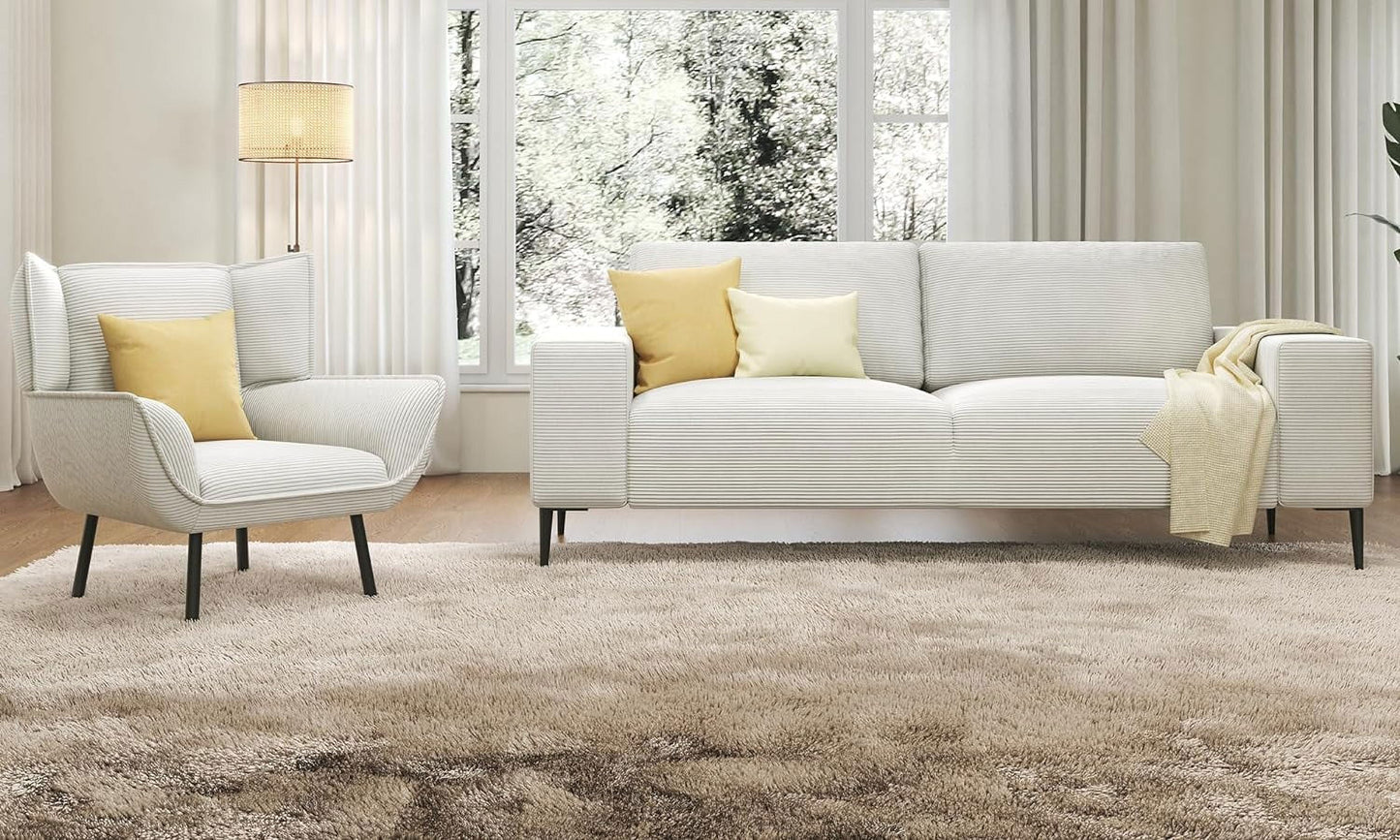 Roomy Homy 89 inch Sofa, Modern Couch with Extra Deep Seats, 3 Seater Sofa Chair Set