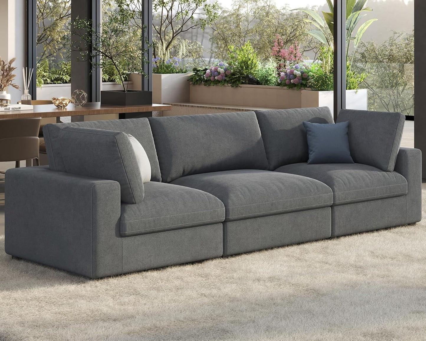 Roomy Homy Modular Sectional Sofa, Down Filled Sectional Sofa, Ottoman, Oversized Couch for Living Room