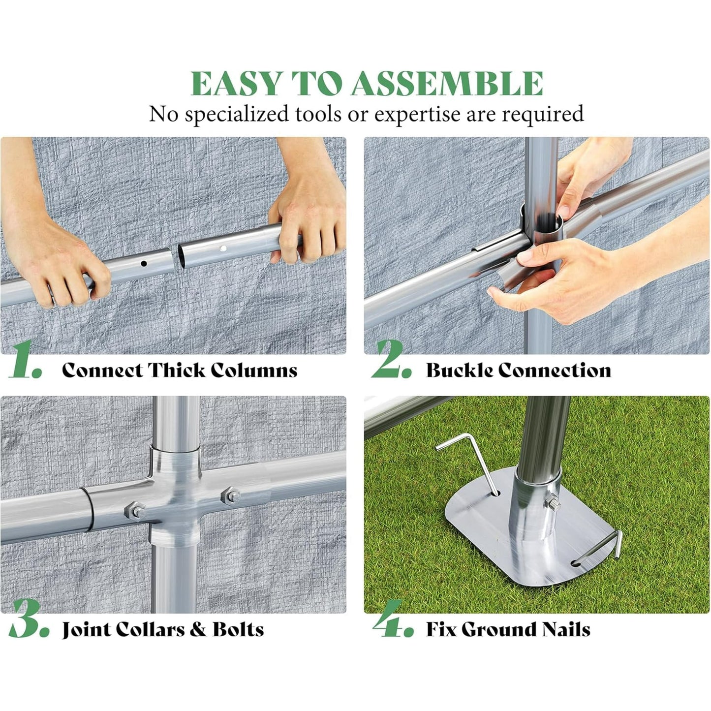 Jocisland 6x8x6.6 ft Heavy Duty Portable Shed Storage Shelter, Outdoor Storage Shed with Roll-up Zipper Door & 2 Waterproof Windows, Carport for Motorcycle, Bike, Grey