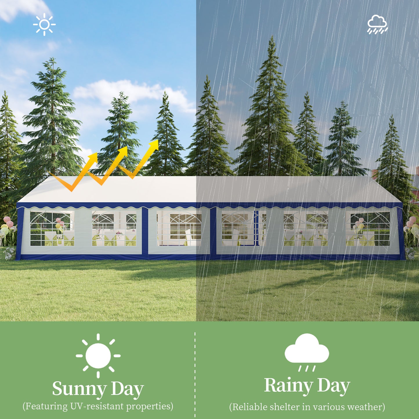 LUXOAK 13x26FT Large Outdoor Event Shelter, Wedding Party Tent with Sidewall Windows & 2 Side doors, Heavy Duty Canopy Gazebo Tent for Garden Patio Carport