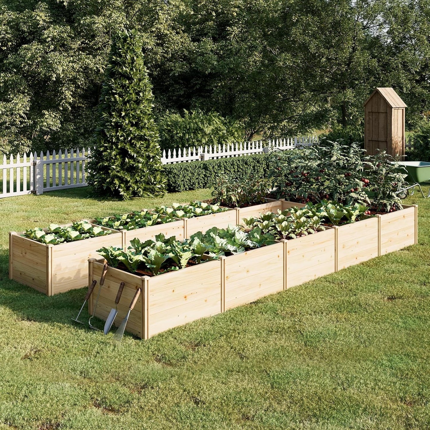 Jocisland Wooden Raised Garden Bed for Outdoor, Deep Large Planter Box for Gardening, Vegetables, Flowers, Herbs