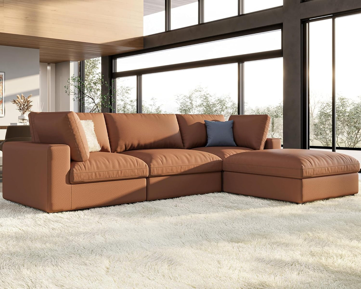 Roomy Homy Modular Sectional Sofa, Down Filled Sectional Sofa, Ottoman, Oversized Couch for Living Room