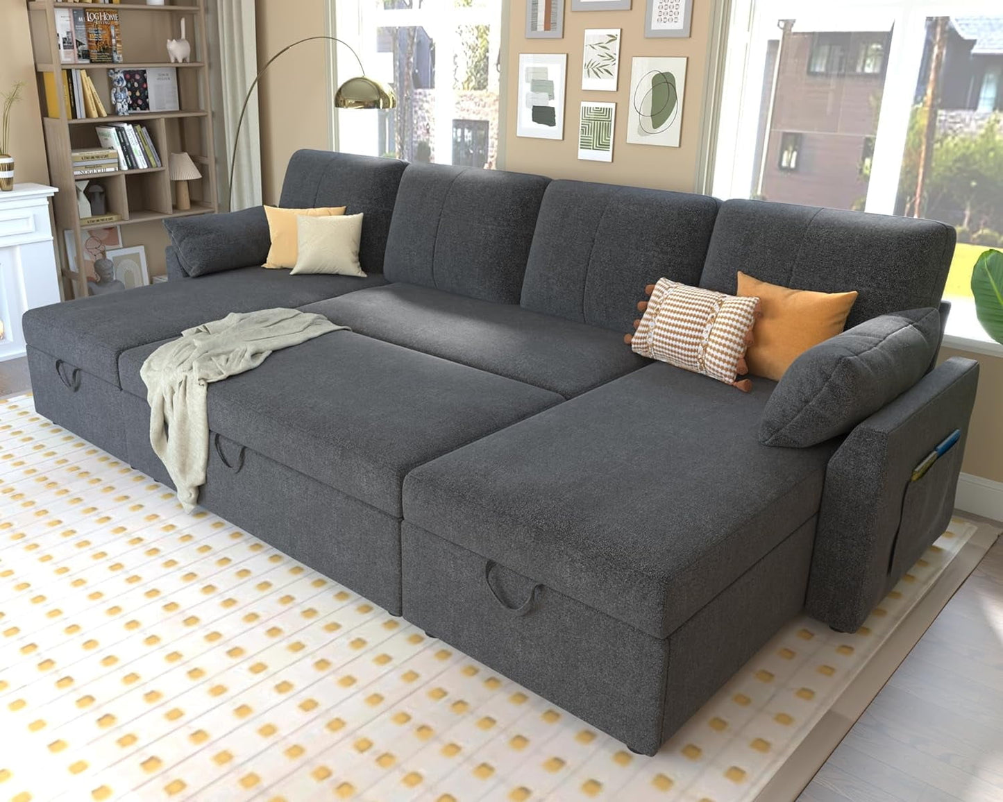 Roomy Homy Sofa, 2 Piece Set Comfy Couch with Deep Seats, Modern Sofa for Living Room