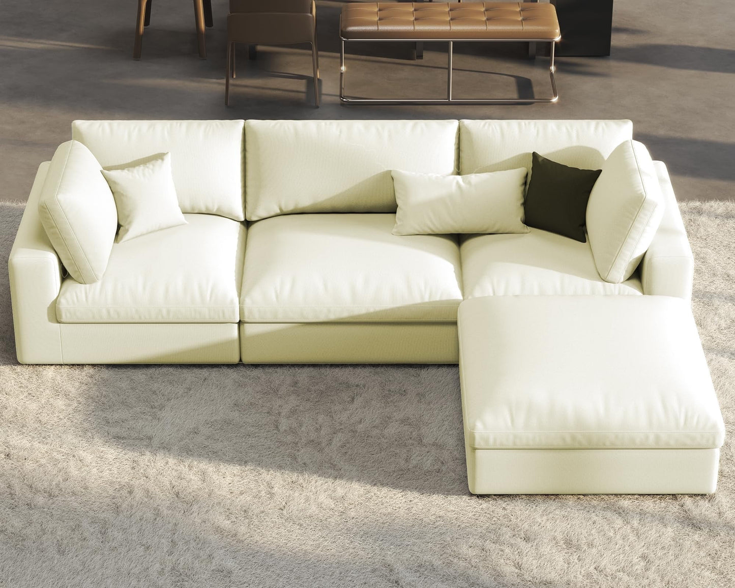 Roomy Homy Modular Sectional Sofa, Down Filled Sectional Sofa, Ottoman, Oversized Couch for Living Room