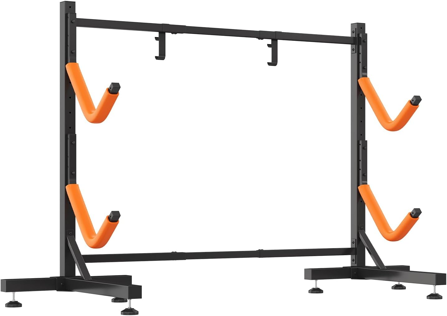 Jocisland Freestanding Kayak Storage Rack for 2 Kayaks, Adjustable Width Stand with Stable T-Base, EVA Tube Sleeves, for Indoor Outdoor Garage