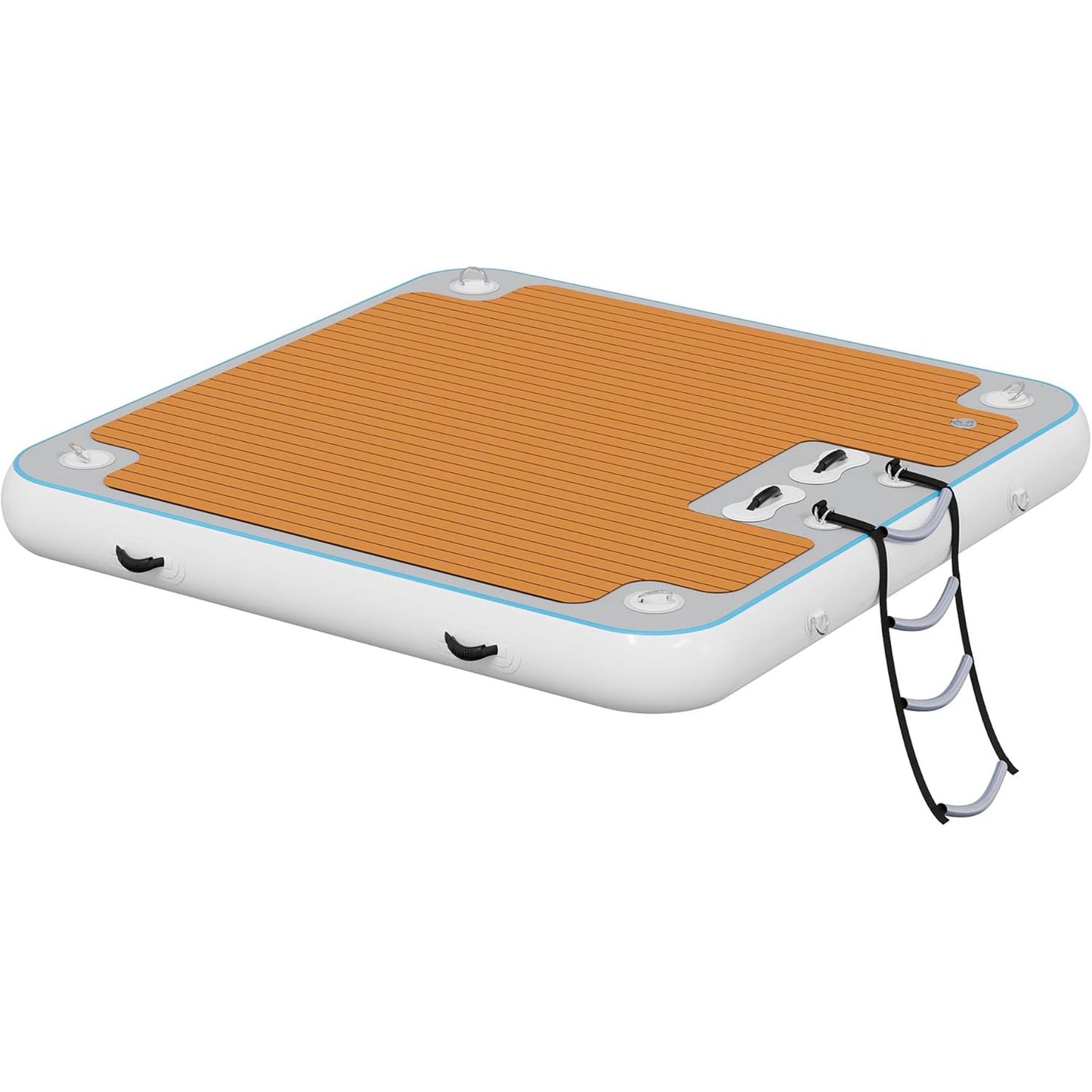 Jocisland 7×7FT Inflatable Floating Dock, Non-Slip EVA Air Dock Platform loating Island Raft with Rope Ladder for Pool Lake Beach Ocean