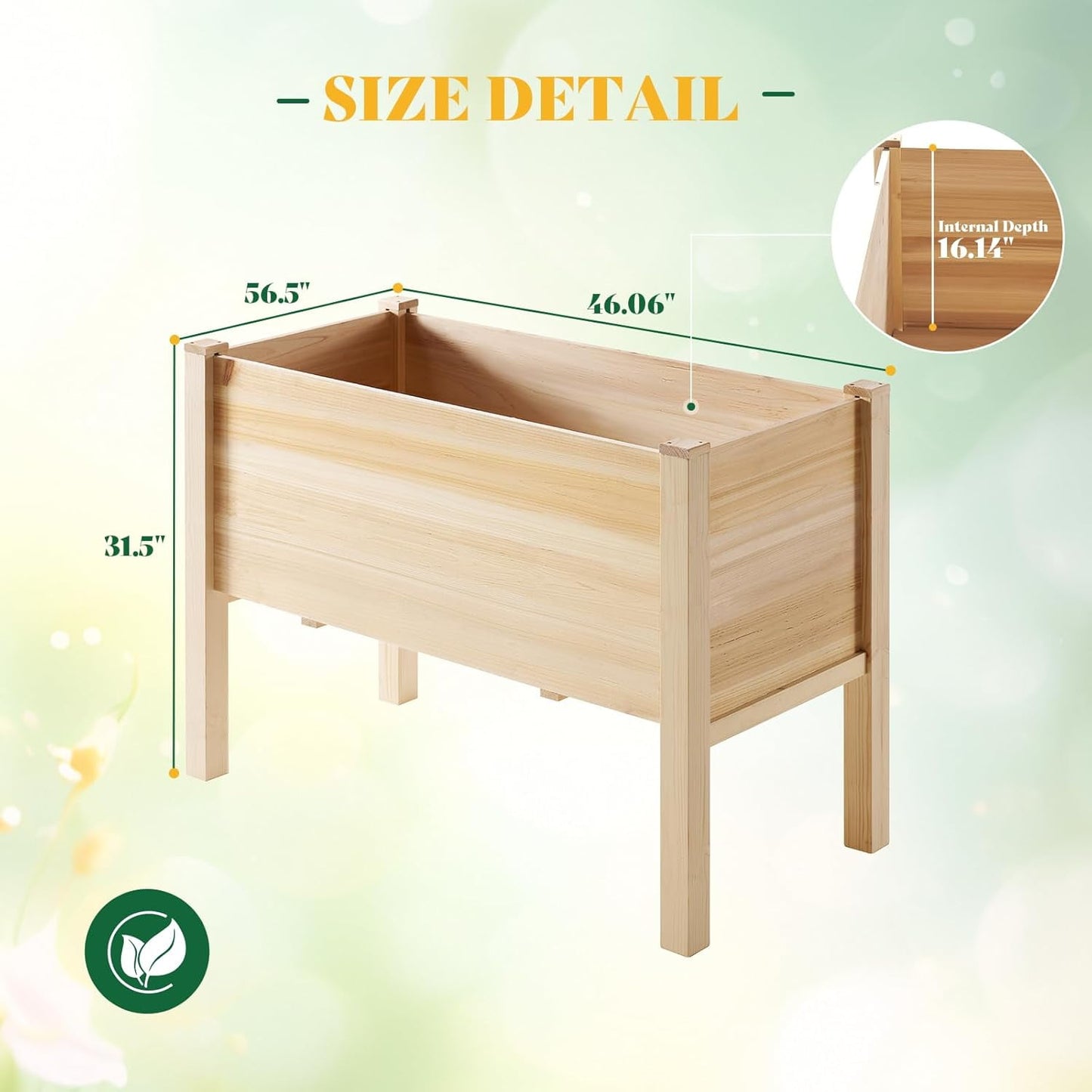 Jocisland 4x2 Ft Raised Garden Bed - Features Legs, Drainage Holes, Ideal for Vegetables, Flowers, Herbs, Elevated Wood Planter Box for Balcony, Patio, and Backyard, Easy Assembly Fir Wood