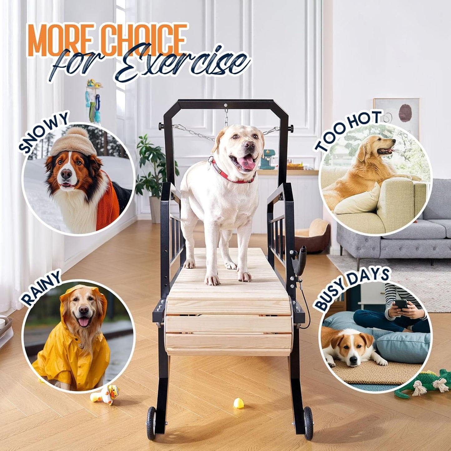 Jocisland Dog Treadmill for Medium and Large Dogs with Pace Adjustable Brake, Expanded Indoor Slatmill for Dogs with Roller Wheels to Keep Fit and Healthy, Up to 330 Lbs