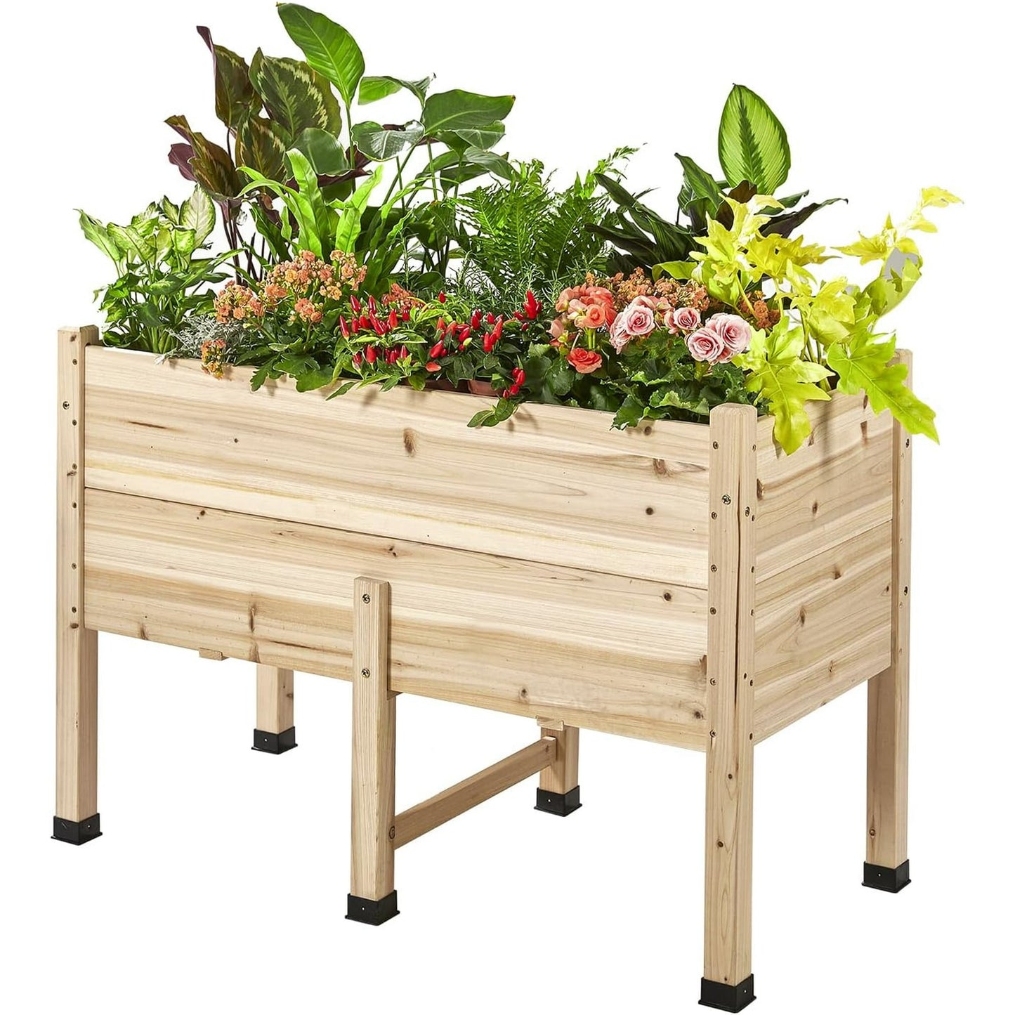 Jocisland 4x2FT Wooden Raised Garden Bed with Legs - 15 Inch Deep Elevated Planter Box Outdoors for Deep Rooted Plants, Ideal for Balcony, Patio, Easy Assembly