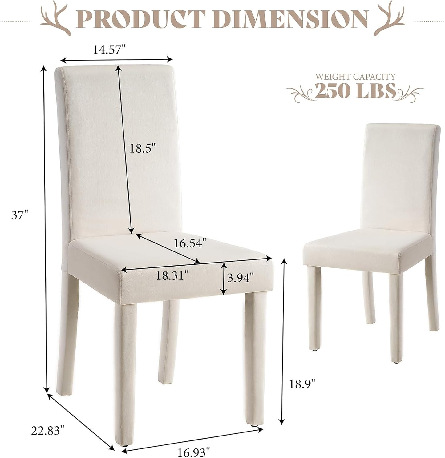 AMERLIFE Velvet Upholstered Dining Chairs Set of 2, Full Tufted Trim Dining Room Kitchen Side Chair with High Curved Back & Wood Legs, Modern Minimalist Parsons Chairs, Living Room, Bedroom, Black