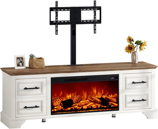 Merluxy 70" Farmhouse Fireplace TV Stand with Mount for TVs Up to 80"