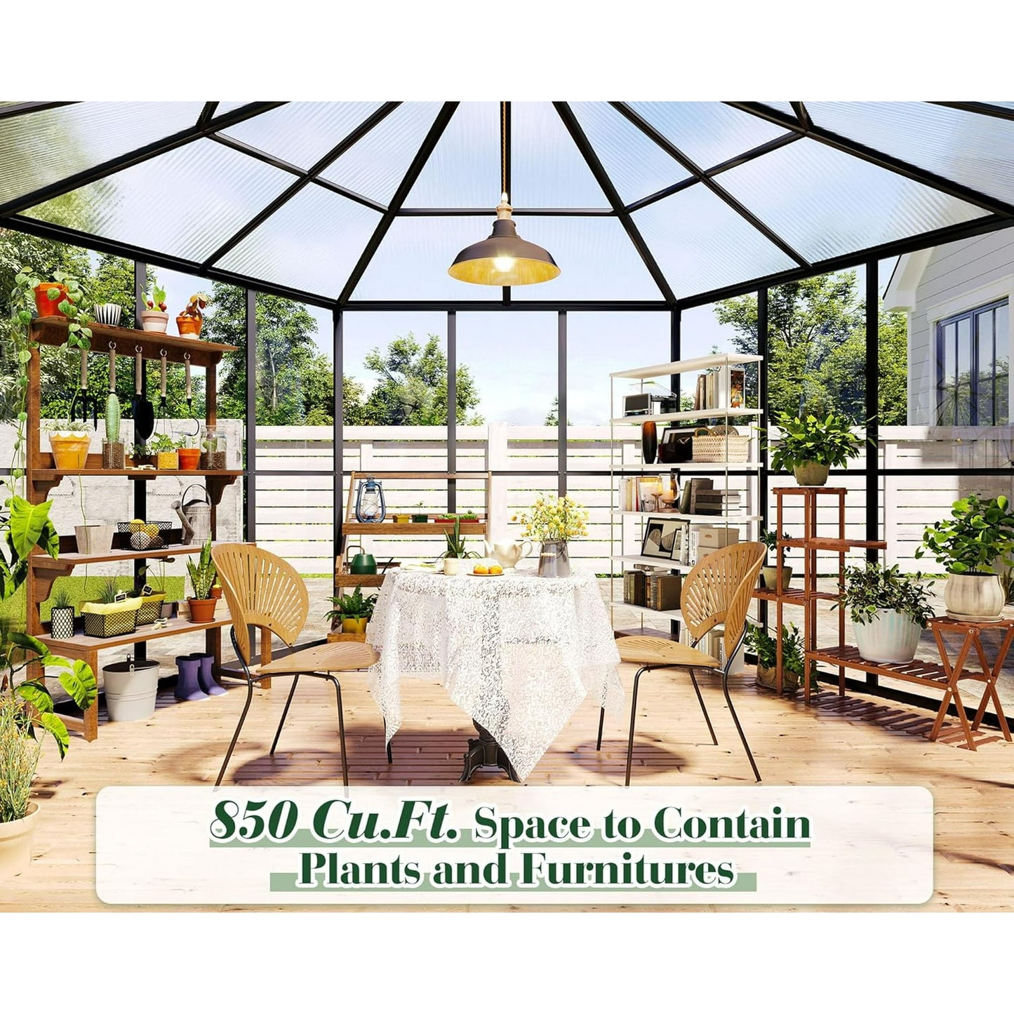 Jocisland 12x10x8 FT Hexagonal Greenhouse with Quick-Connect Fittings, Greenhouses for Outdoors Garden Backyard with 2 Swing Doors, Walk-in Aluminum Greenhouse with 2 Vents, Black