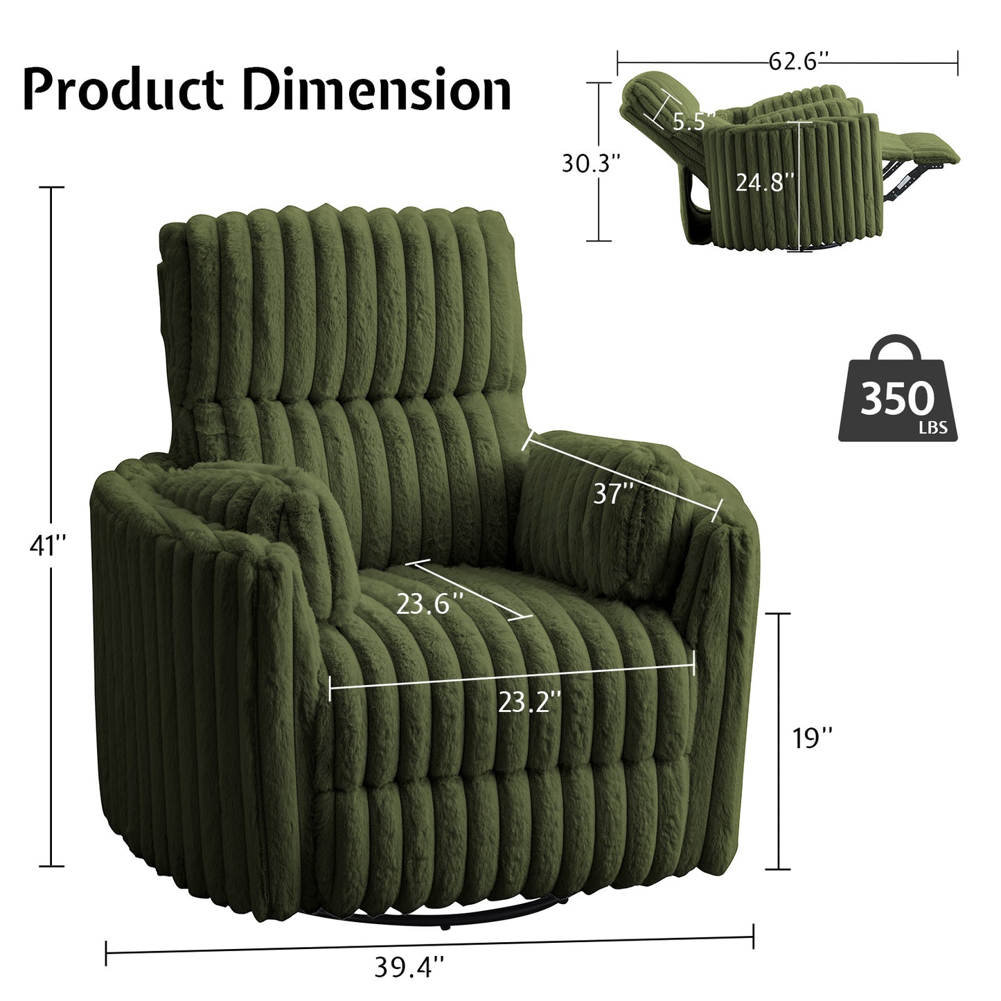 Jocisland Power Recliner Nursery Chair for Adults, Electric Swivel Rocking Glider with USB & Type-C, Soft Fabric Armchair with 2 Pillows, Cozy Reclining Sofa for Living Room, Bedroom, Light Pink