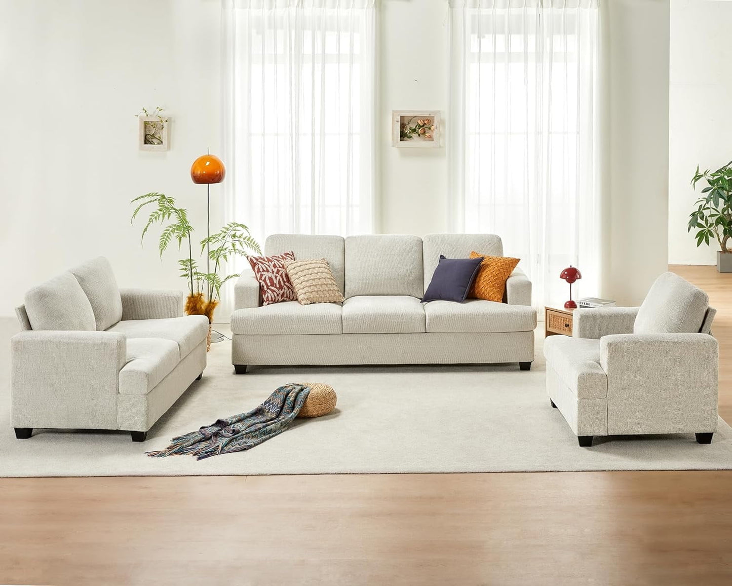 Roomy Homy Sofa, 2 Piece Set Comfy Couch with Deep Seats, Modern Sofa for Living Room