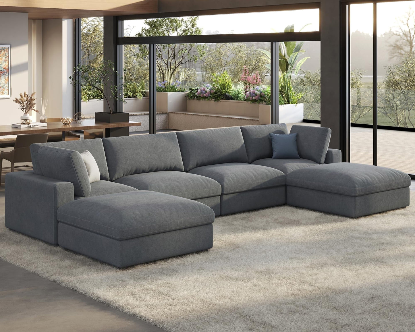 Roomy Homy Modular Sectional Sofa, Down Filled Sectional Sofa, Ottoman, Oversized Couch for Living Room