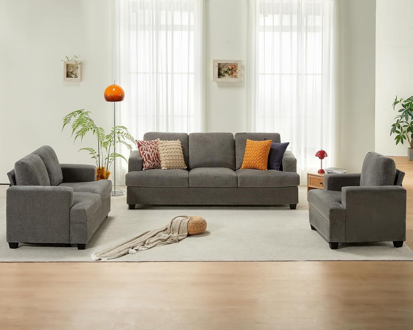 Roomy Homy Sofa, 2 Piece Set Comfy Couch with Deep Seats, Modern Sofa for Living Room