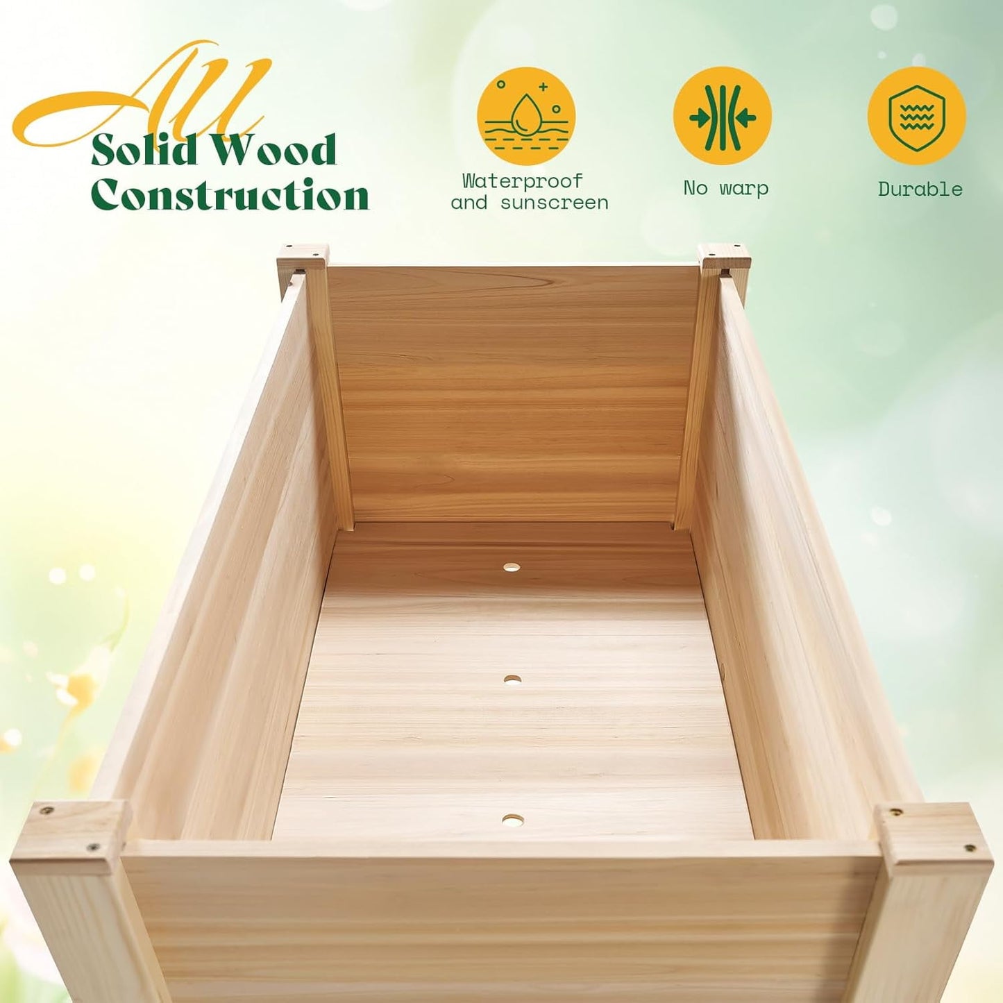 Jocisland 4x2 Ft Raised Garden Bed - Features Legs, Drainage Holes, Ideal for Vegetables, Flowers, Herbs, Elevated Wood Planter Box for Balcony, Patio, and Backyard, Easy Assembly Fir Wood