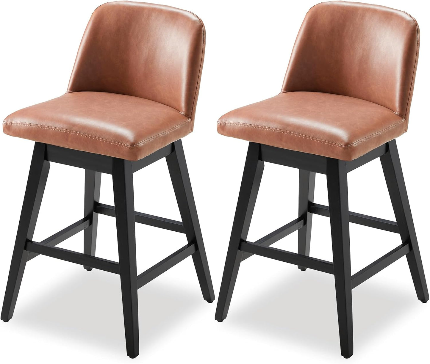 Counter Height Bar Stools Set of 2, Boucle Upholstered Chairs for Kitchen, White
