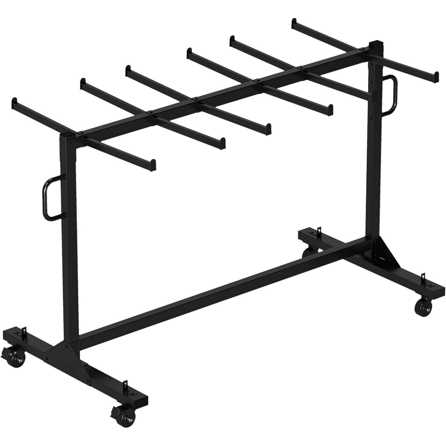 Jocisland Folding Chair Rack 12 Tables or 42 Chairs Storage 550 LBS Capacity Heavy-duty Folding Chair Cart With Wheels, 2 Elastic Cords, Cover, Black