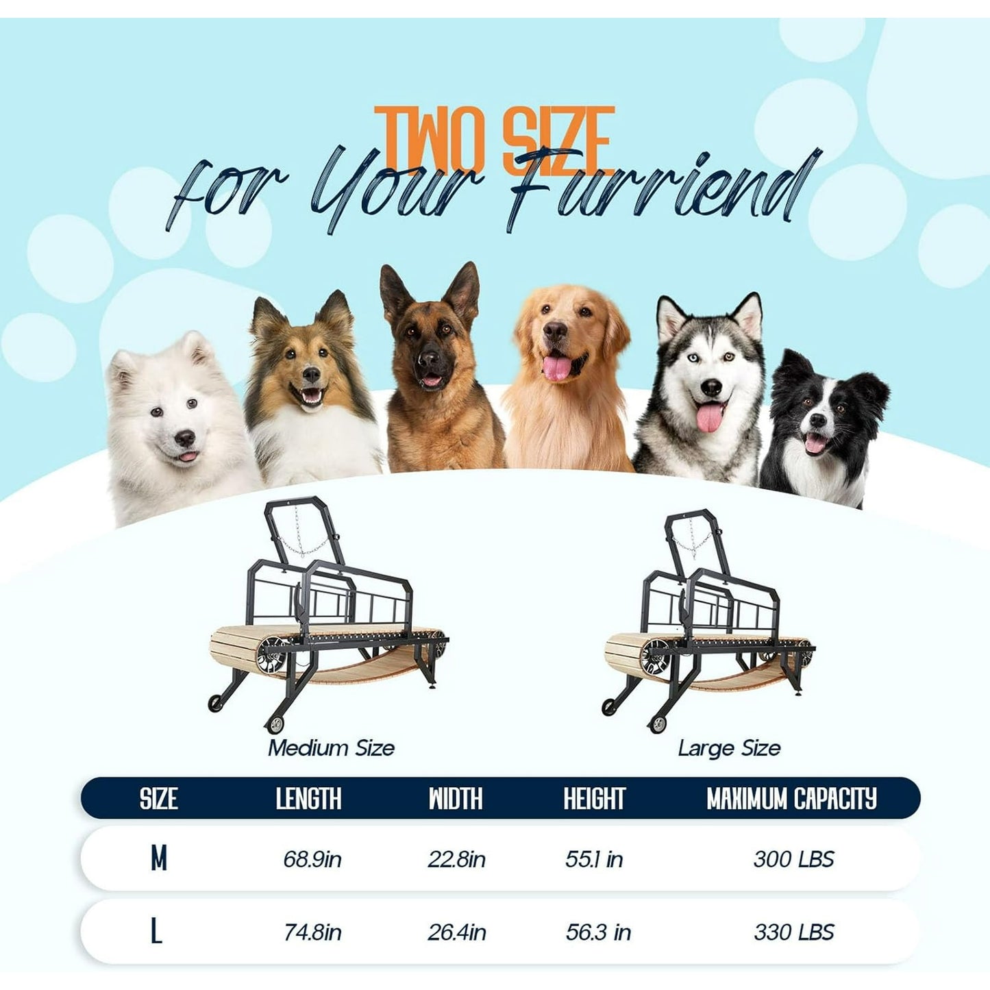 Jocisland Dog Treadmill for Medium and Large Dogs with Pace Adjustable Brake, Expanded Indoor Slatmill for Dogs with Roller Wheels to Keep Fit and Healthy, Up to 330 Lbs